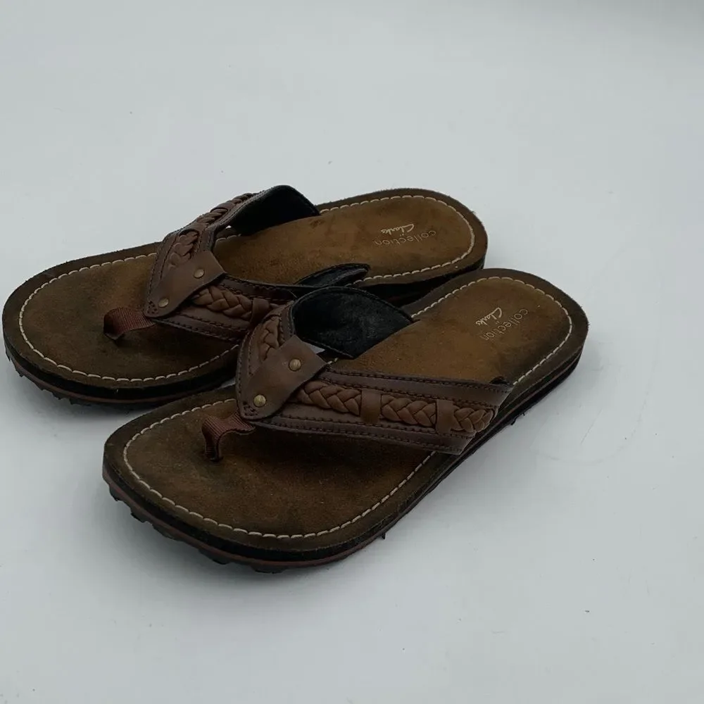Clarks Men's Tan and Black Flip-Flops size 7